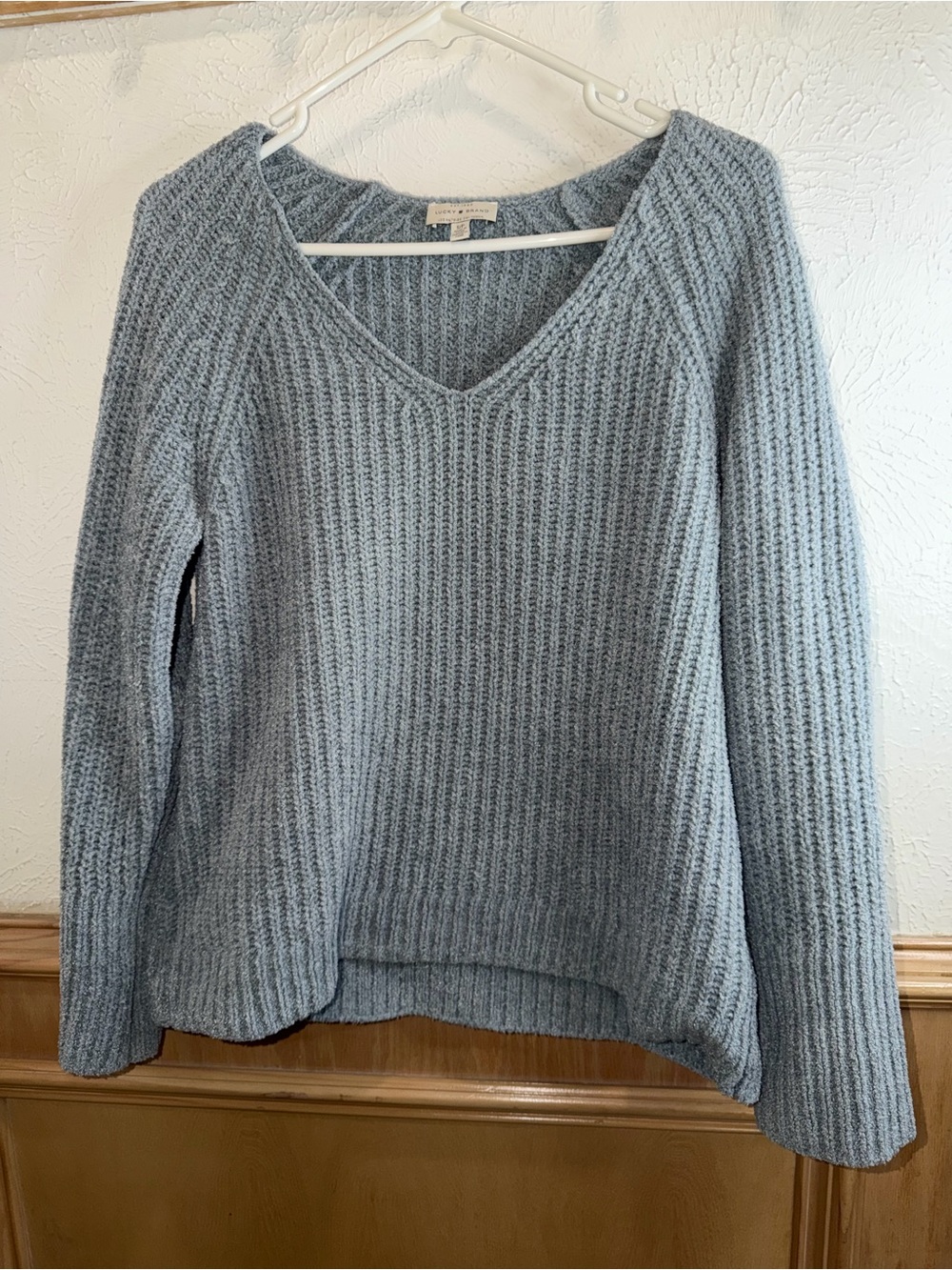 Lucky Brand Light Blue Ribbed V-Neck Sweater